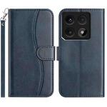 For Xiaomi 14T Dual-Folded S-shape Leather Phone Case(Navy Blue)