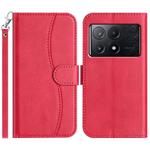For Xiaomi Poco F6 Pro 5G Dual-Folded S-shape Leather Phone Case(Rose Red)