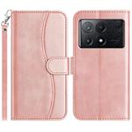 For Xiaomi Poco F6 Pro 5G Dual-Folded S-shape Leather Phone Case(Rose Gold)