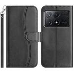 For Xiaomi Poco F6 Pro 5G Dual-Folded S-shape Leather Phone Case(Black)