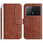 For Xiaomi Poco F6 Pro 5G Dual-Folded S-shape Leather Phone Case(Coffee)