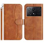 For Xiaomi Poco F6 Pro 5G Dual-Folded S-shape Leather Phone Case(Brown)