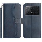 For Xiaomi Poco F6 Pro 5G Dual-Folded S-shape Leather Phone Case(Navy Blue)