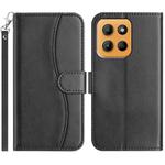 For Motorola Moto G15 Dual-Folded S-shape Leather Phone Case(Black)