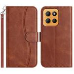 For Motorola Moto G15 Dual-Folded S-shape Leather Phone Case(Coffee)