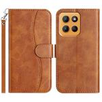 For Motorola Moto G15 Dual-Folded S-shape Leather Phone Case(Brown)