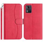 For Motorola Moto E13 Dual-Folded S-shape Leather Phone Case(Rose Red)