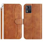 For Motorola Moto E13 Dual-Folded S-shape Leather Phone Case(Brown)