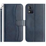 For Motorola Moto E13 Dual-Folded S-shape Leather Phone Case(Navy Blue)