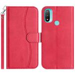 For Motorola Moto E20 / E30 / E40 Dual-Folded S-shape Leather Phone Case(Rose Red)