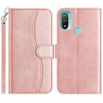 For Motorola Moto E20 / E30 / E40 Dual-Folded S-shape Leather Phone Case(Rose Gold)