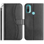 For Motorola Moto E20 / E30 / E40 Dual-Folded S-shape Leather Phone Case(Black)