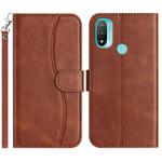 For Motorola Moto E20 / E30 / E40 Dual-Folded S-shape Leather Phone Case(Coffee)