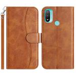 For Motorola Moto E20 / E30 / E40 Dual-Folded S-shape Leather Phone Case(Brown)
