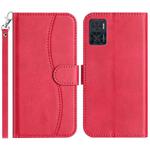 For Motorola Moto E22 Dual-Folded S-shape Leather Phone Case(Rose Red)