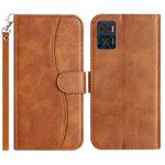For Motorola Moto E22 Dual-Folded S-shape Leather Phone Case(Brown)