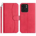 For Motorola Edge 40 Dual-Folded S-shape Leather Phone Case(Rose Red)