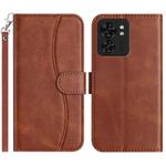 For Motorola Edge 40 Dual-Folded S-shape Leather Phone Case(Coffee)