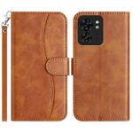 For Motorola Edge 40 Dual-Folded S-shape Leather Phone Case(Brown)