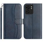 For Motorola Edge 40 Dual-Folded S-shape Leather Phone Case(Navy Blue)