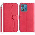 For Motorola Edge 40 Neo Dual-Folded S-shape Leather Phone Case(Rose Red)
