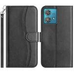 For Motorola Edge 40 Neo Dual-Folded S-shape Leather Phone Case(Black)