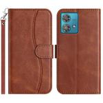 For Motorola Edge 40 Neo Dual-Folded S-shape Leather Phone Case(Coffee)