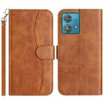 For Motorola Edge 40 Neo Dual-Folded S-shape Leather Phone Case(Brown)