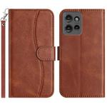 For Motorola Edge 50 Dual-Folded S-shape Leather Phone Case(Coffee)