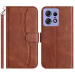For Motorola Edge 50 Pro Dual-Folded S-shape Leather Phone Case(Coffee)