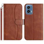 For Motorola Moto G 5G 2024 Dual-Folded S-shape Leather Phone Case(Coffee)
