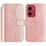 For Motorola Moto G05 Dual-Folded S-shape Leather Phone Case(Rose Gold)