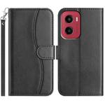 For Motorola Moto G05 Dual-Folded S-shape Leather Phone Case(Black)
