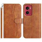 For Motorola Moto G05 Dual-Folded S-shape Leather Phone Case(Brown)