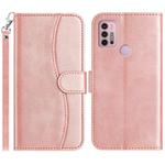 For Motorola Moto G10 / G20 / G30 Dual-Folded S-shape Leather Phone Case(Rose Gold)