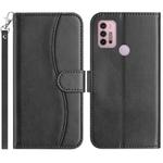 For Motorola Moto G10 / G20 / G30 Dual-Folded S-shape Leather Phone Case(Black)