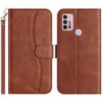 For Motorola Moto G10 / G20 / G30 Dual-Folded S-shape Leather Phone Case(Coffee)