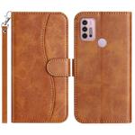 For Motorola Moto G10 / G20 / G30 Dual-Folded S-shape Leather Phone Case(Brown)