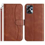 For Motorola Moto G13 Dual-Folded S-shape Leather Phone Case(Coffee)