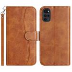 For Motorola Moto G22 Dual-Folded S-shape Leather Phone Case(Brown)