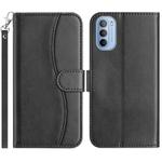 For Motorola Moto G31 / G41 Dual-Folded S-shape Leather Phone Case(Black)