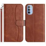 For Motorola Moto G31 / G41 Dual-Folded S-shape Leather Phone Case(Coffee)