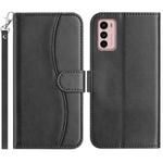 For Motorola Moto G42 Dual-Folded S-shape Leather Phone Case(Black)