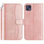 For Motorola Moto G50 5G Dual-Folded S-shape Leather Phone Case(Rose Gold)