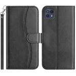 For Motorola Moto G50 5G Dual-Folded S-shape Leather Phone Case(Black)