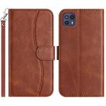 For Motorola Moto G50 5G Dual-Folded S-shape Leather Phone Case(Coffee)