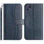 For Motorola Moto G50 5G Dual-Folded S-shape Leather Phone Case(Navy Blue)