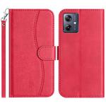 For Motorola Moto G54 Dual-Folded S-shape Leather Phone Case(Rose Red)