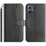 For Motorola Moto G54 Dual-Folded S-shape Leather Phone Case(Black)