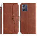 For Motorola Moto G54 Dual-Folded S-shape Leather Phone Case(Coffee)